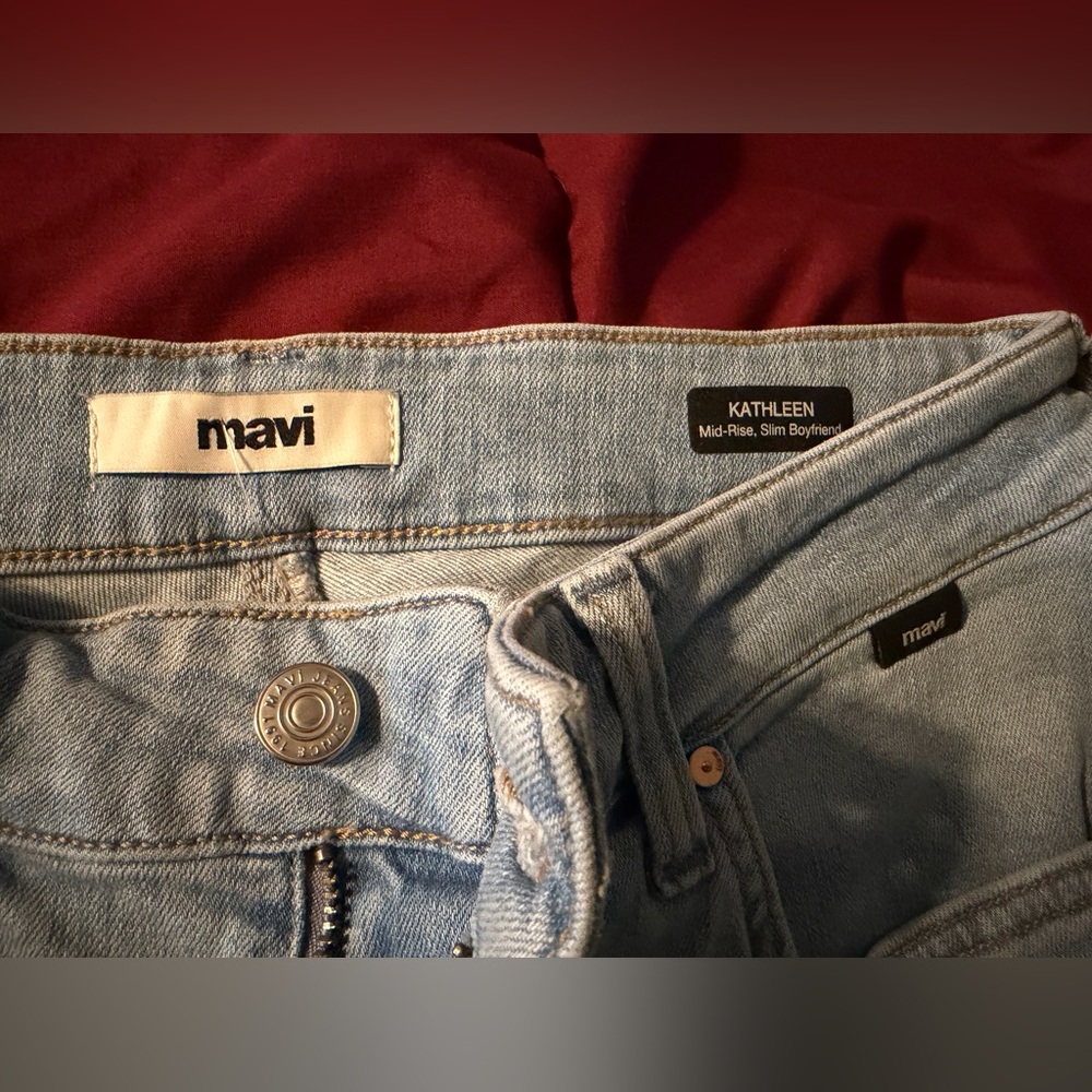 Mavi Kathleen Mid-Rise Slim Boyfriend Jeans in Light Blue